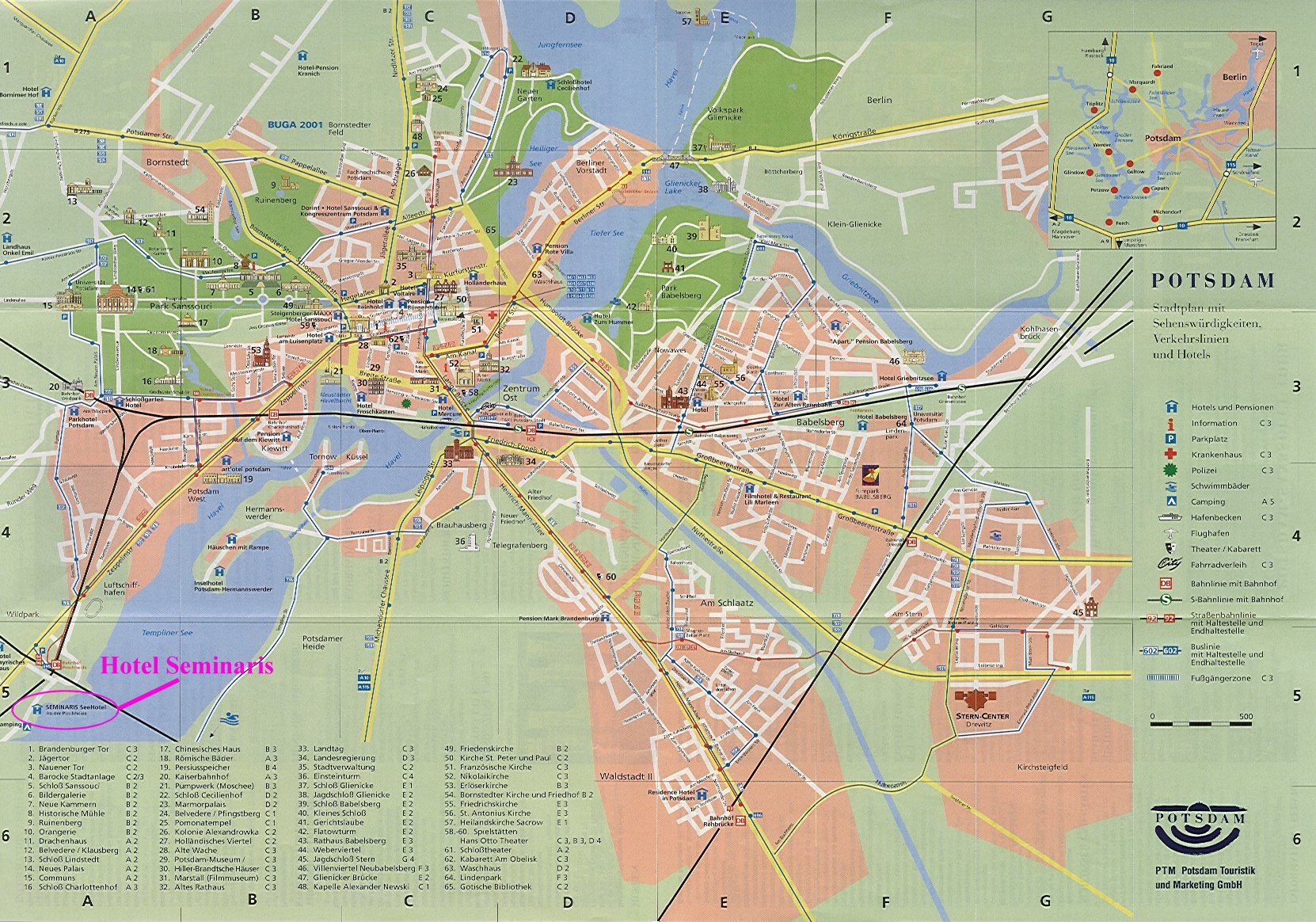 Potsdam tourist map