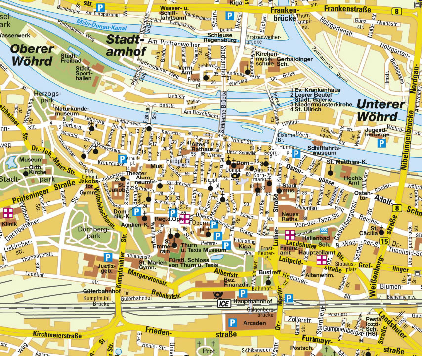 Regensburg city center map