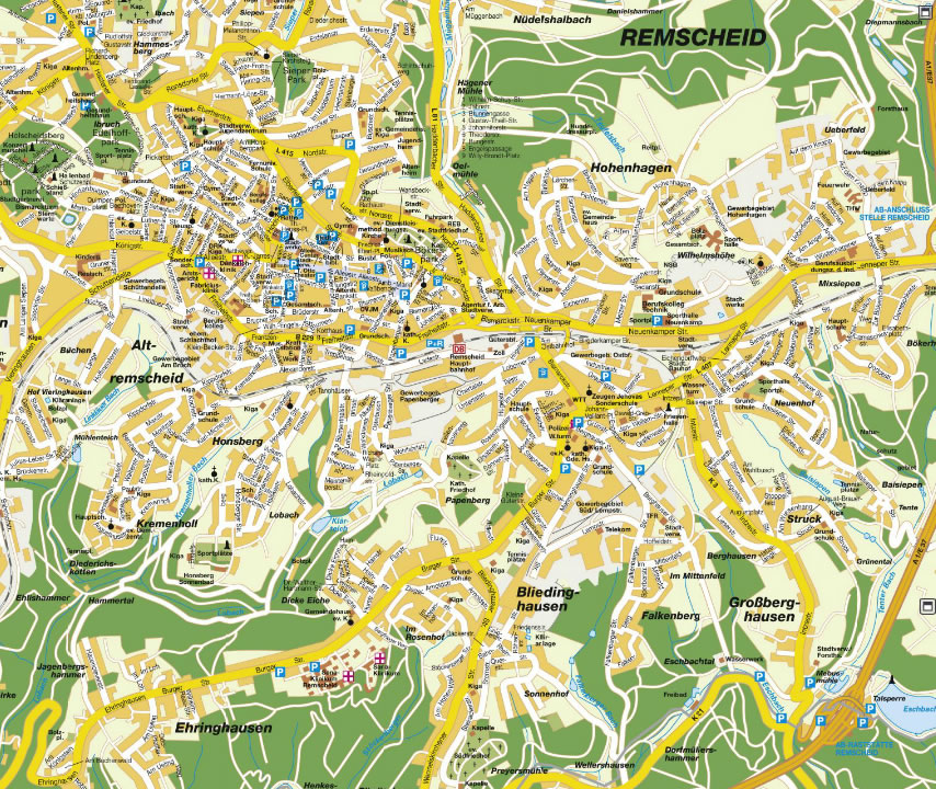 Remscheid city center map