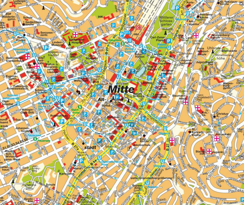 Stuttgart city center map