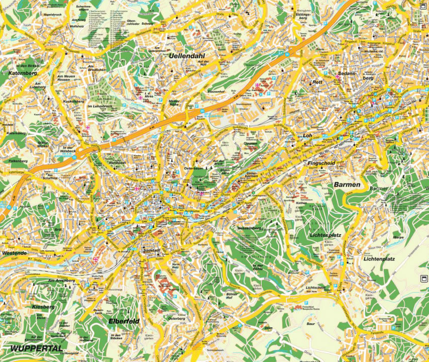 Wuppertal area map