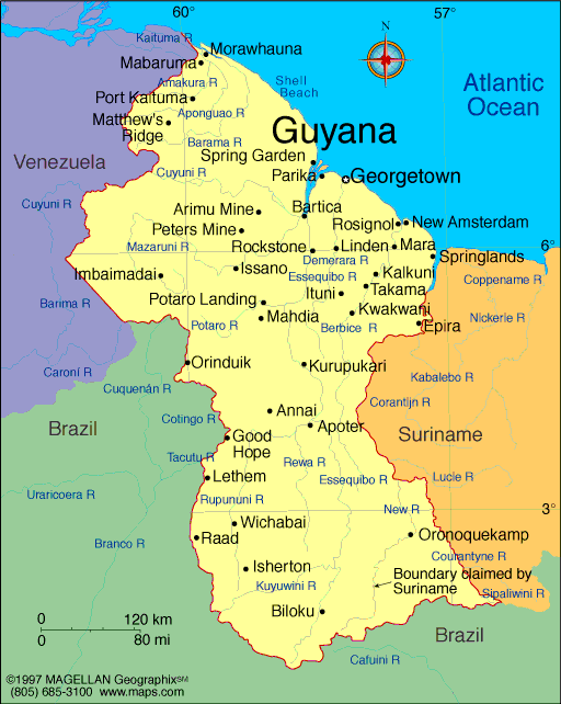 cities map of guyana