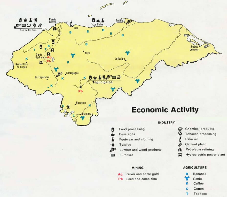 Honduras Economic Activity Map 1983