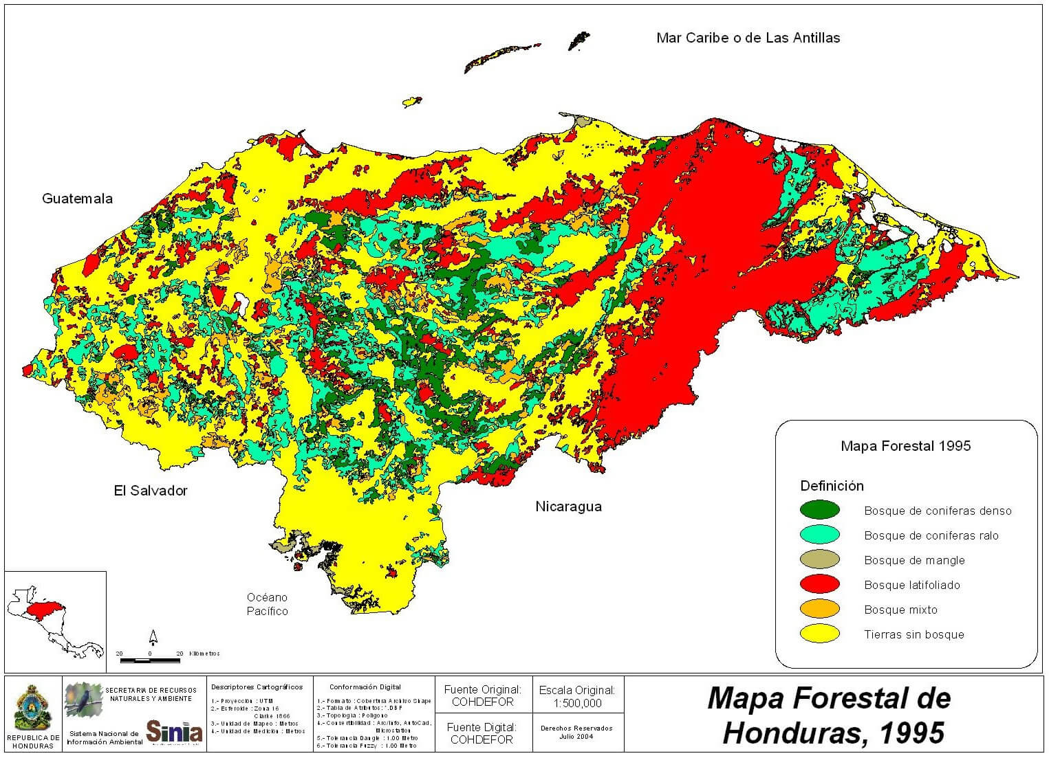 Honduras Forestry Map 1995
