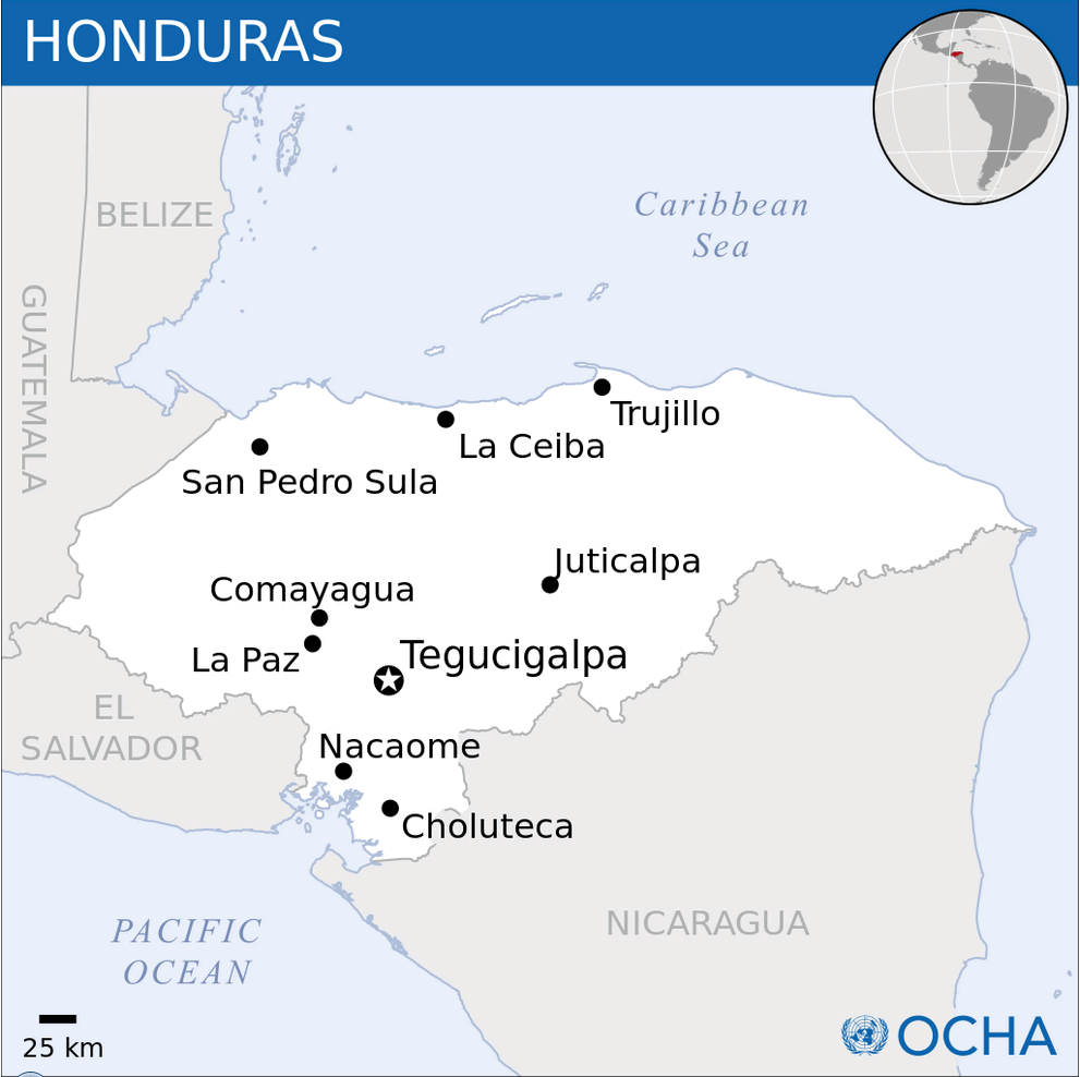 honduras location map