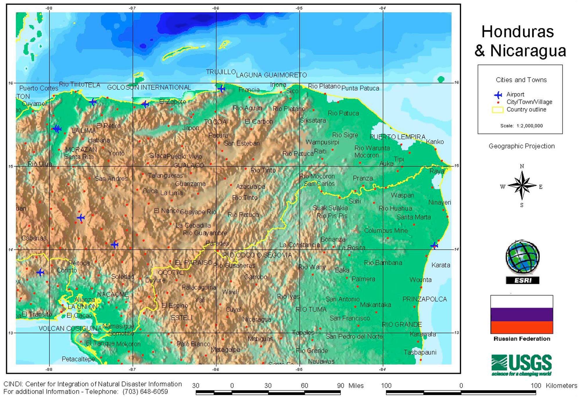 honduras map nicaragua