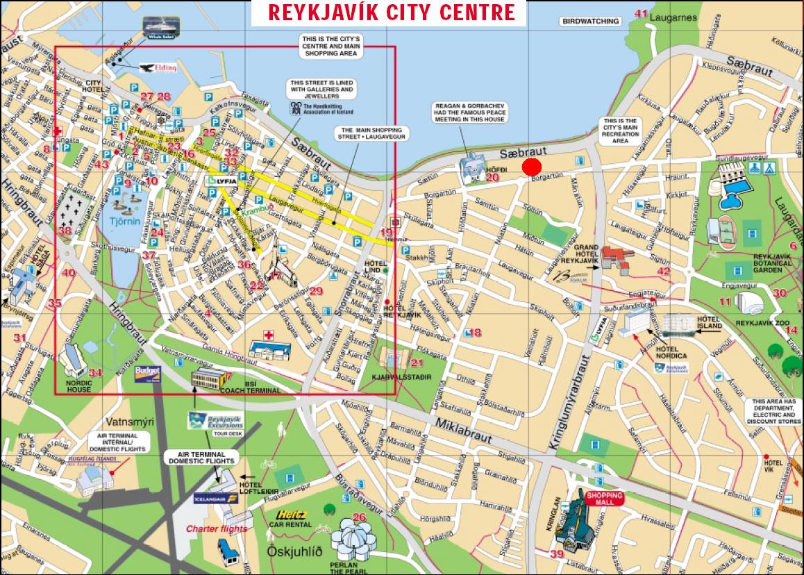 Reykjavik city centre map