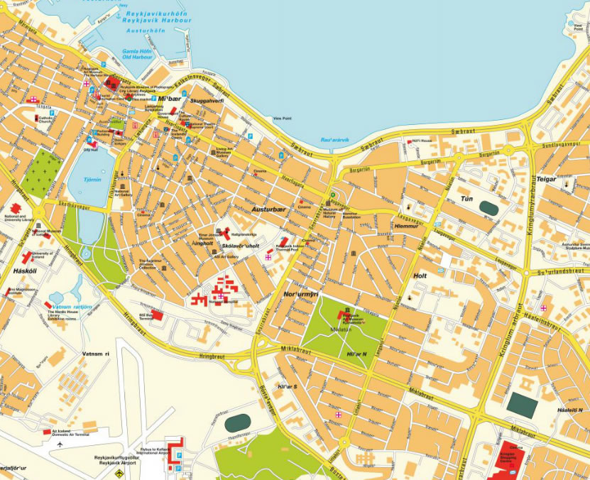 downtown map of Reykjavik