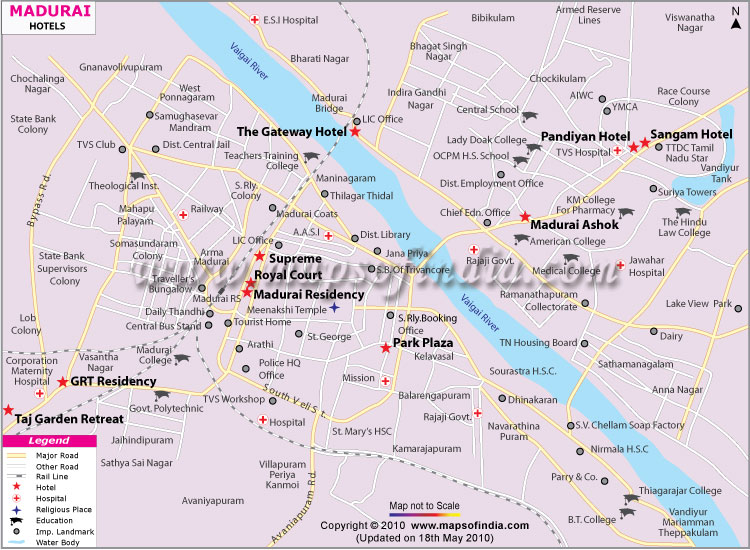 madurai hotels map