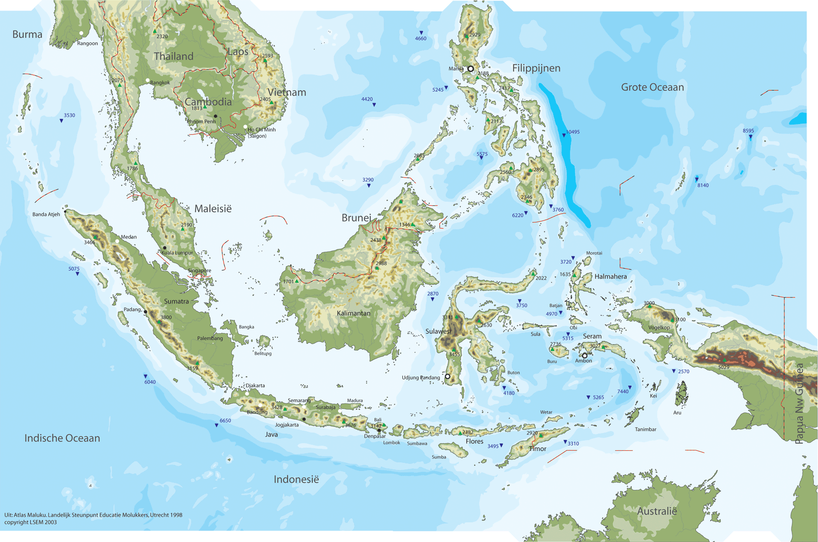 indonesia map physical