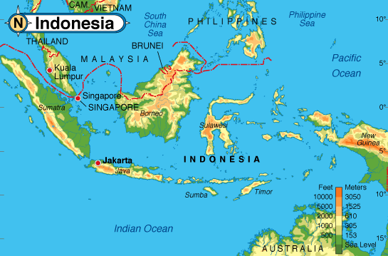 map indonesia physical