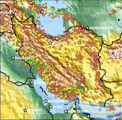 iran fault activity map