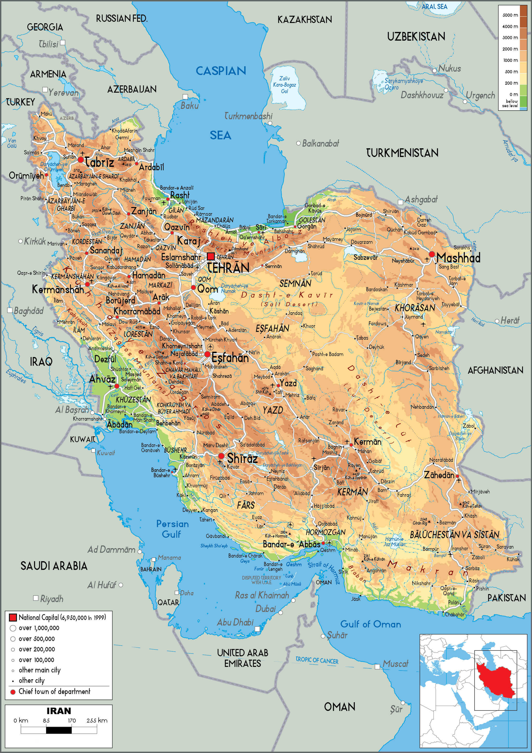 iran physical map