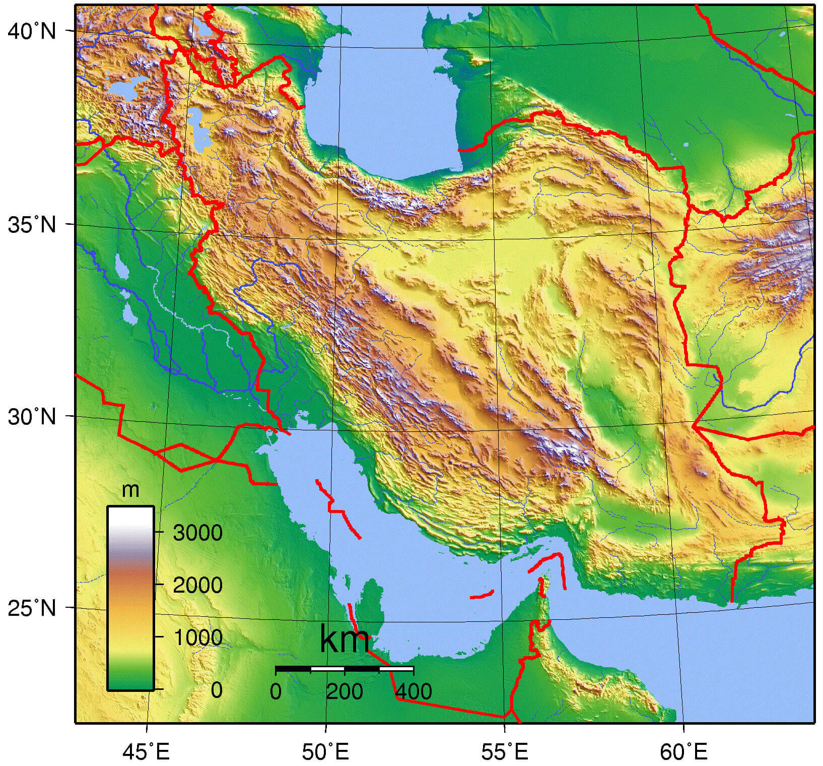 Iran topographical map