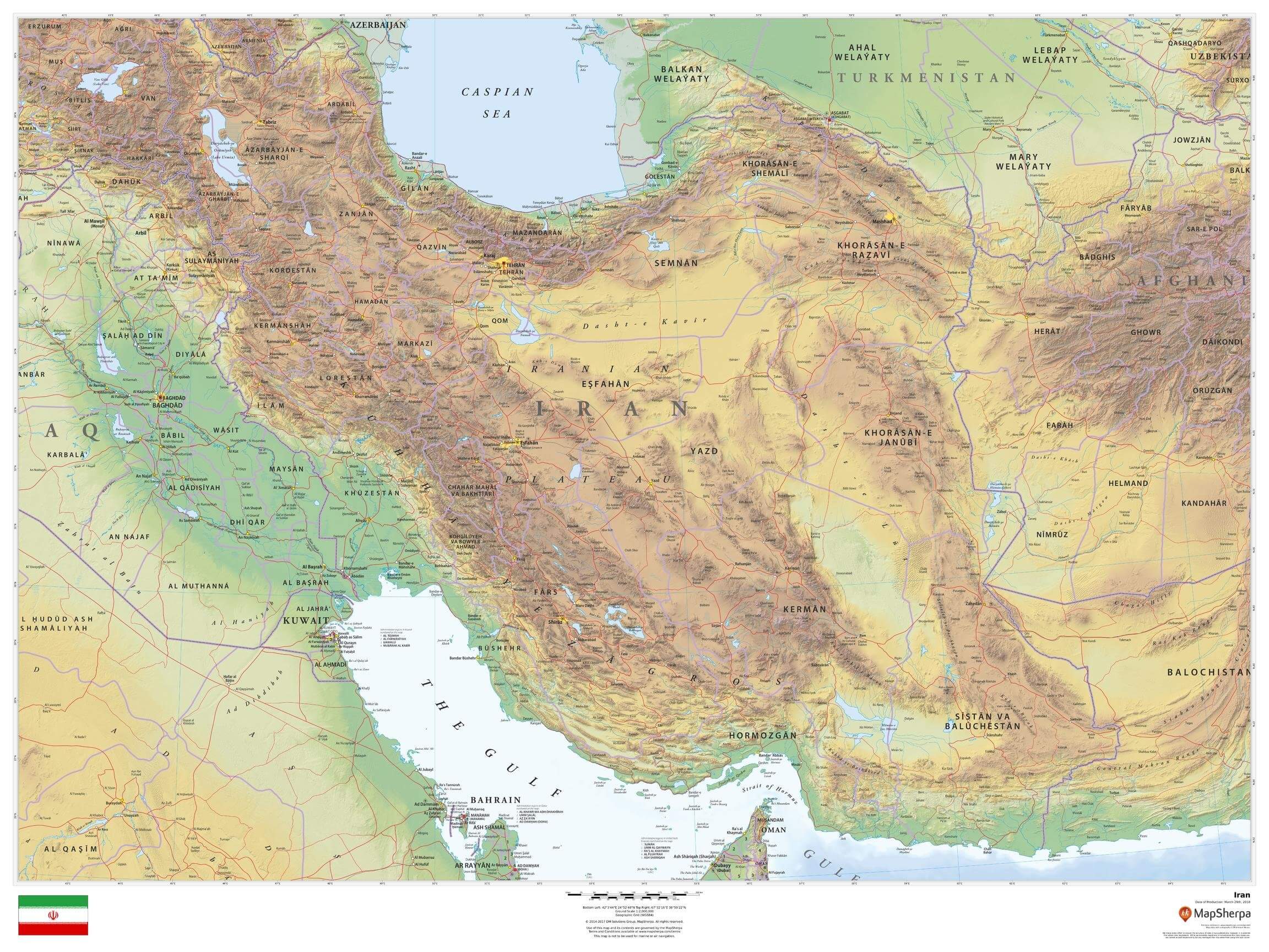 Physical map of Iran