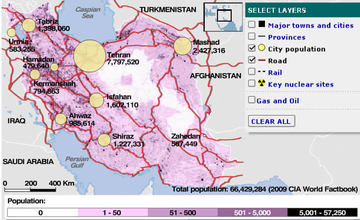 road map of iran
