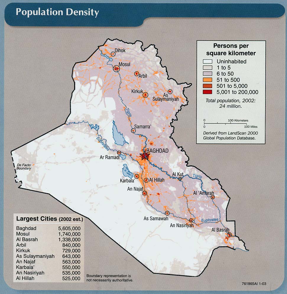iraq population map baghdad