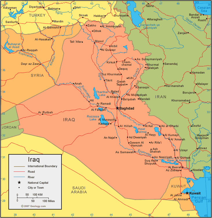 map of iraq baghdad