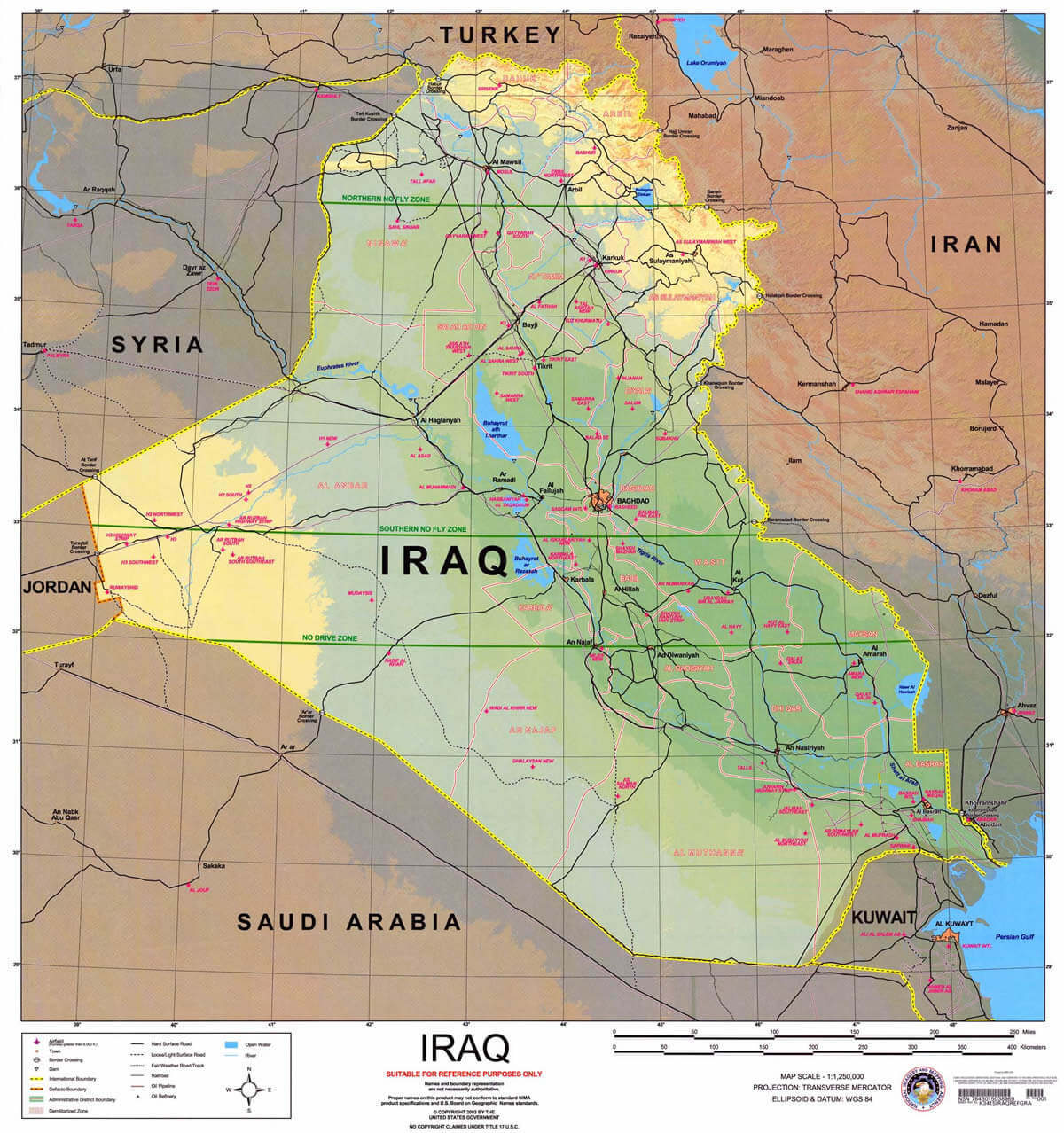 physical map of iraq