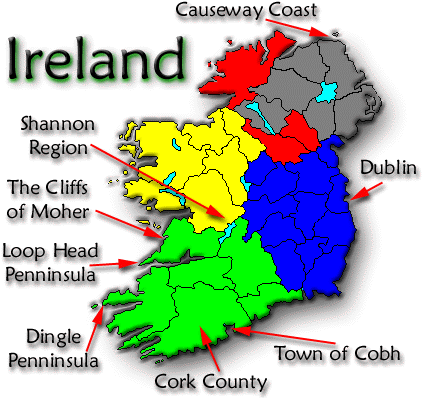 ireland regions map