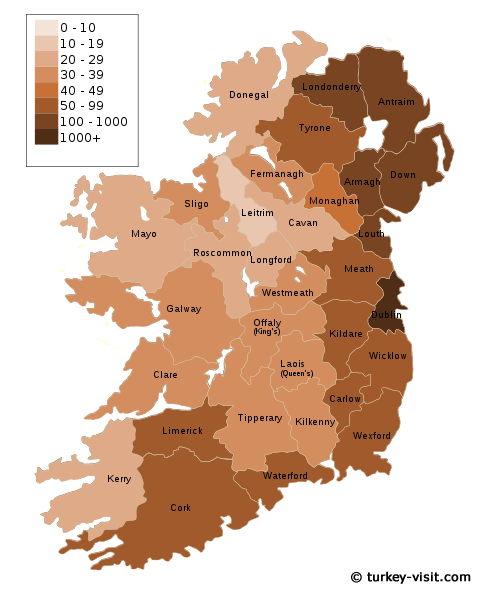 Population Density of Ireland Map
