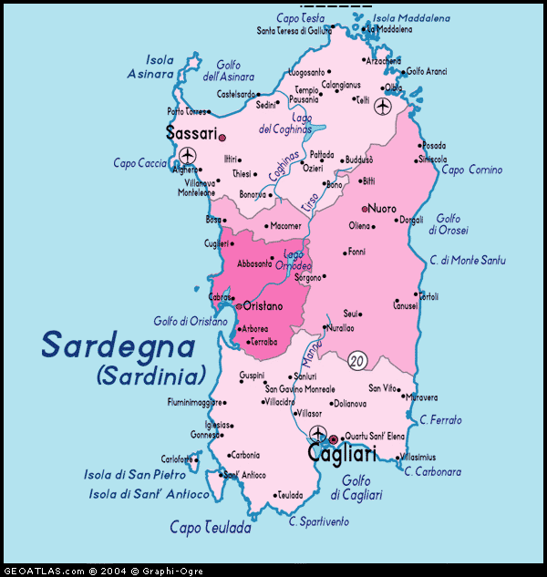 Cagliari sardinia map