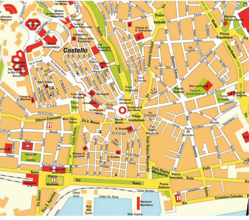 Cagliari city center map