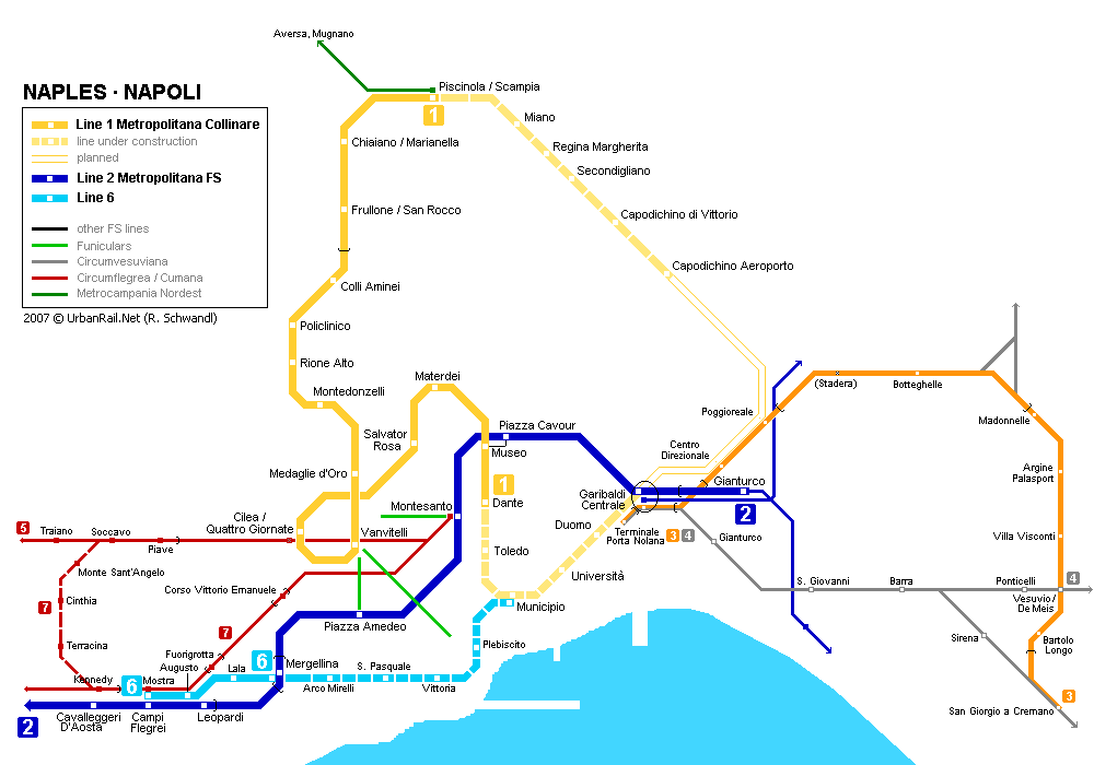 napoli rail map