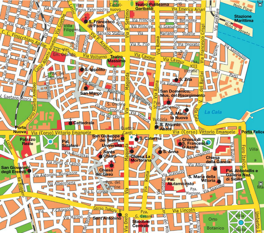 Palermo city center map