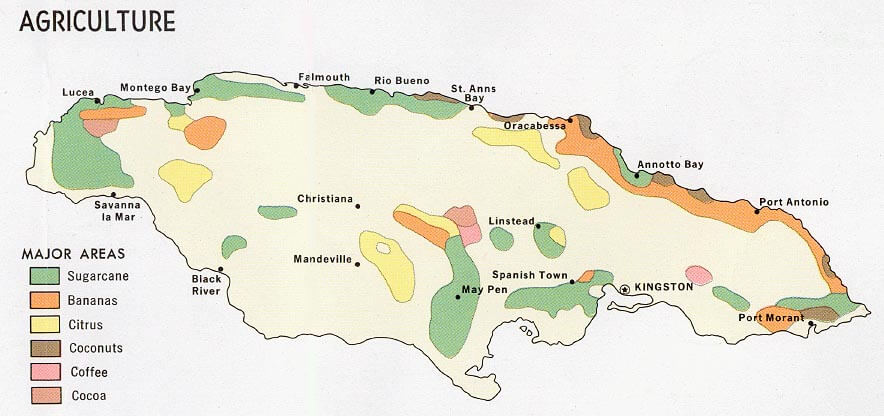 Jamaica Agriculture Map 1968