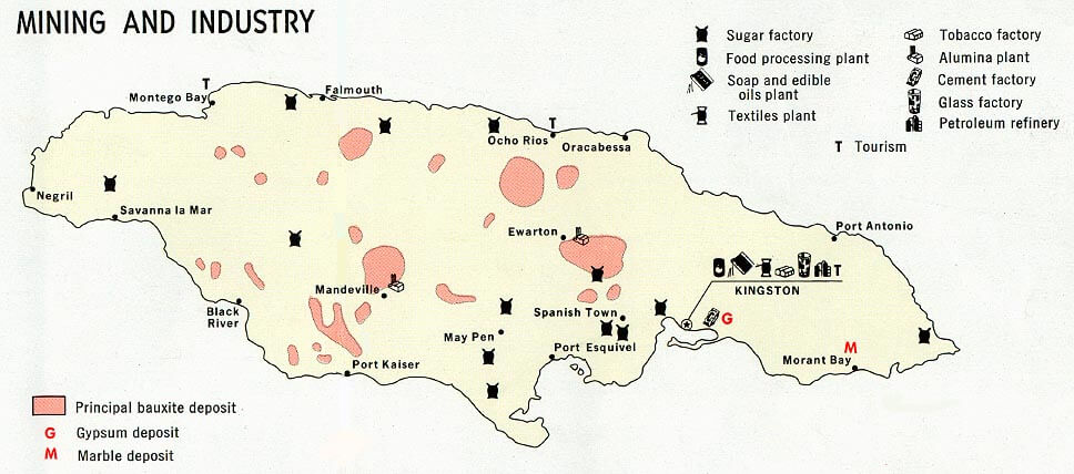 Jamaica Mining Industry Map 1968