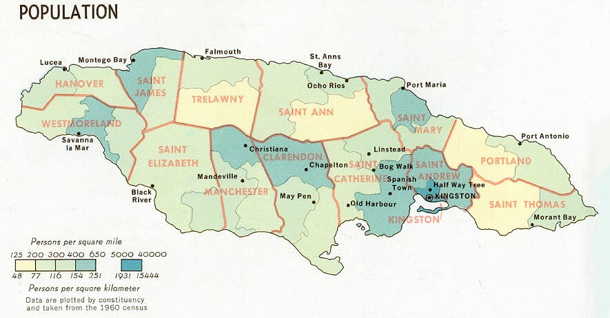 Jamaica Population Map 1968