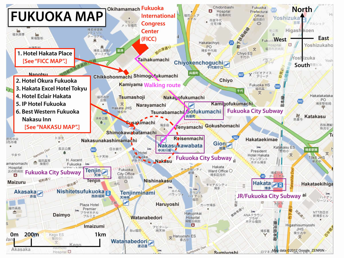 Fukuoka city center map