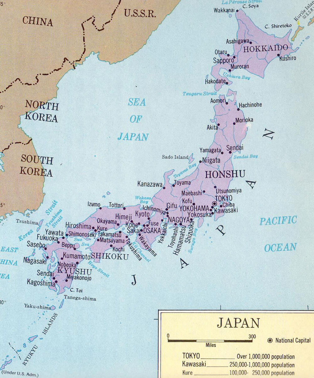 map of japan 1965