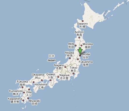 Sendai japan map