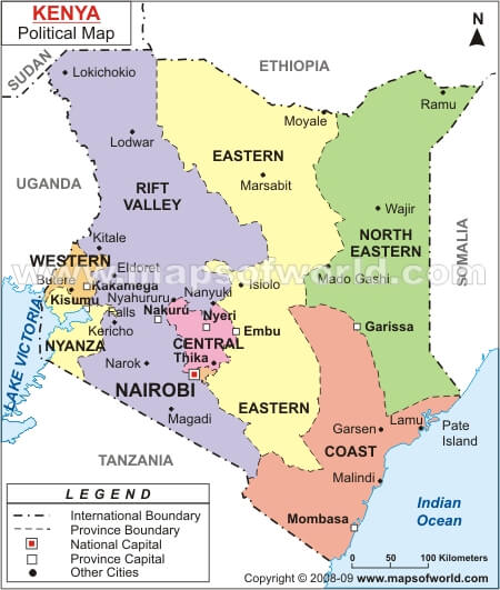 political map of kenya