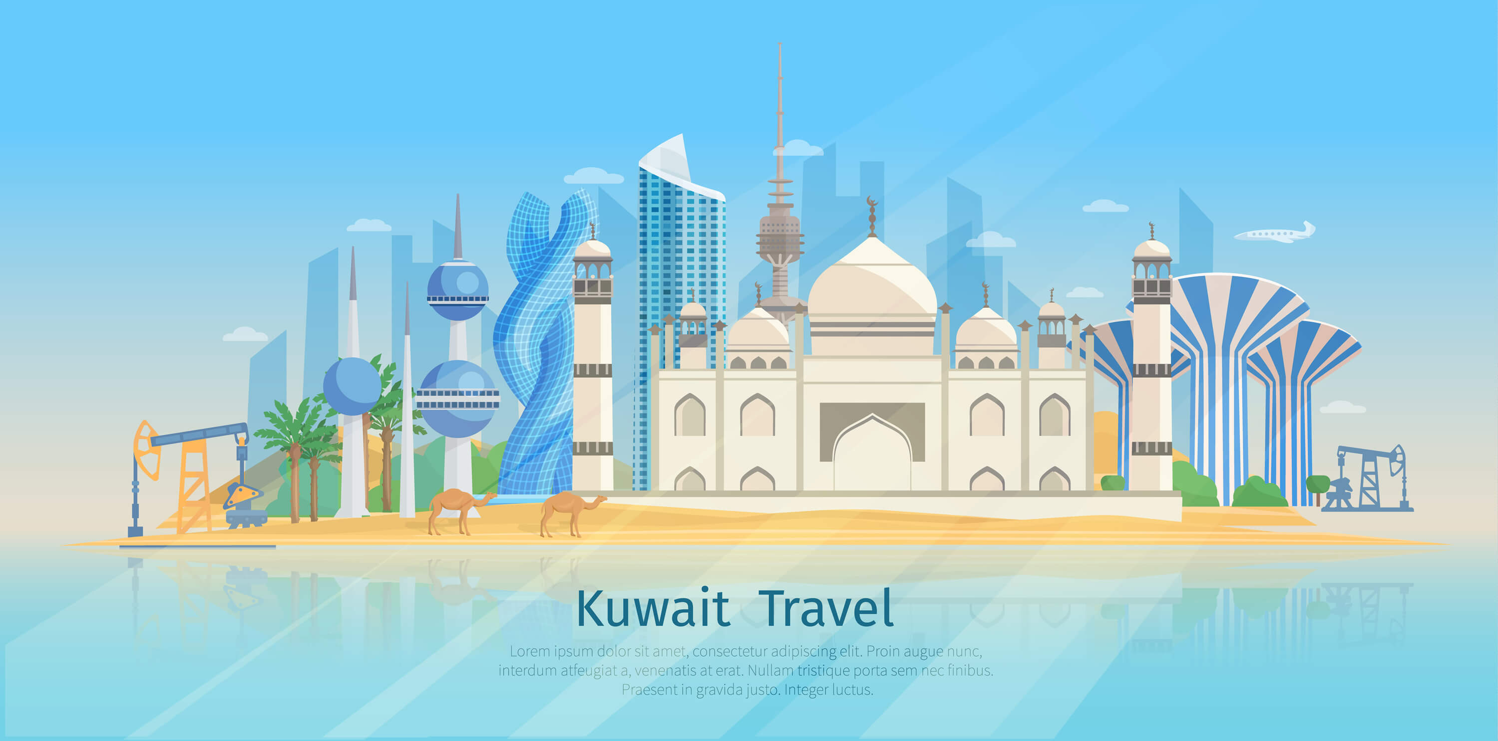 Kuwait skyline flat poster
