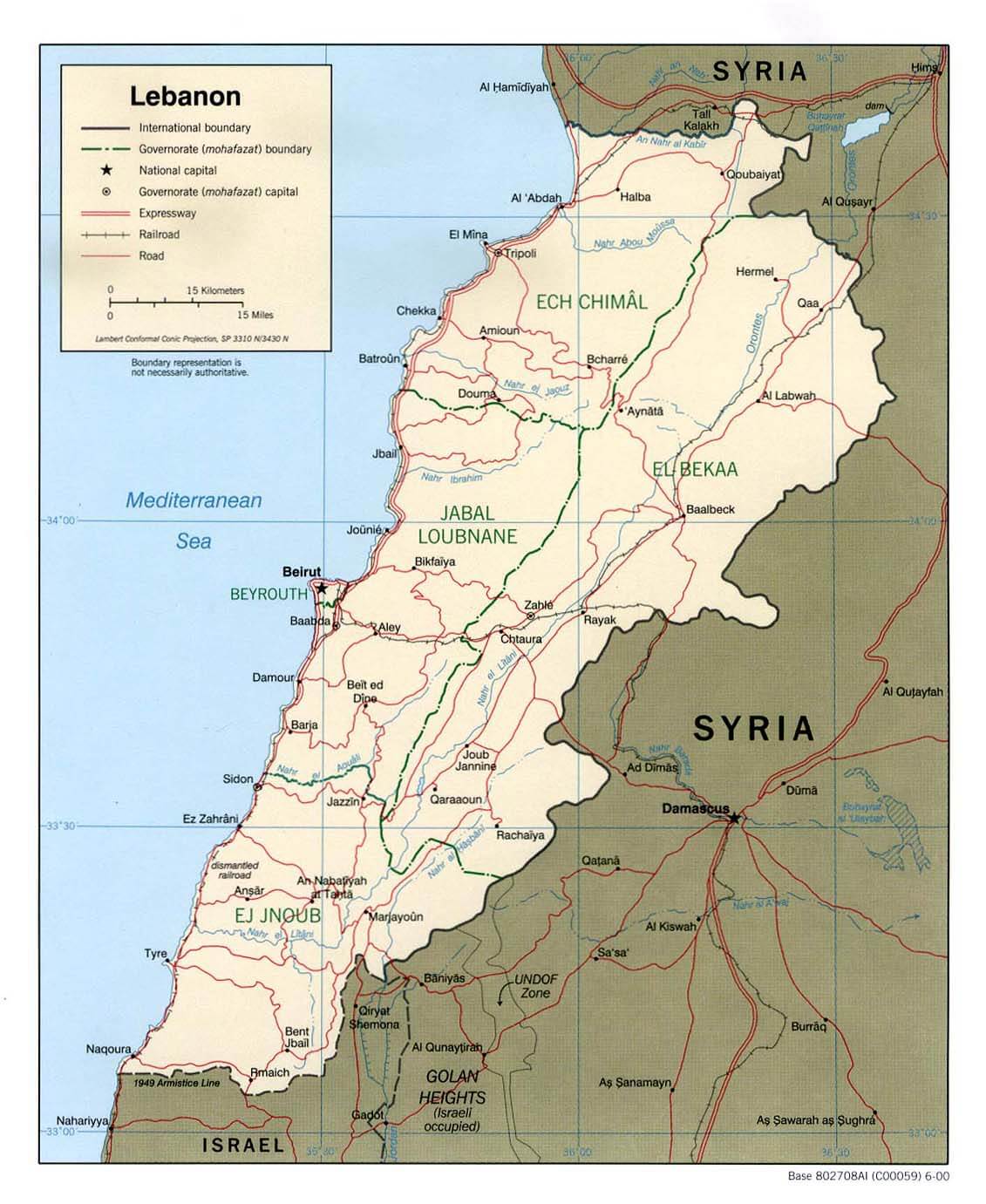 lebanon politic map