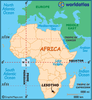lesotho map africa