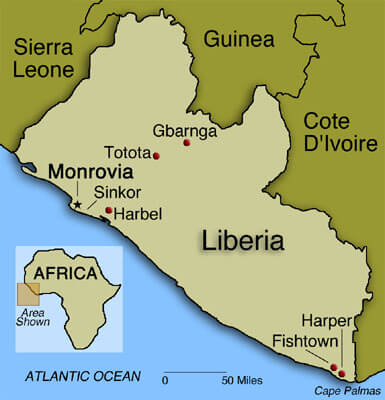 liberia cities map