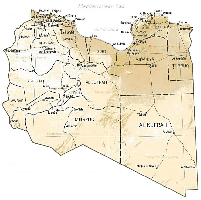 map of libya physical