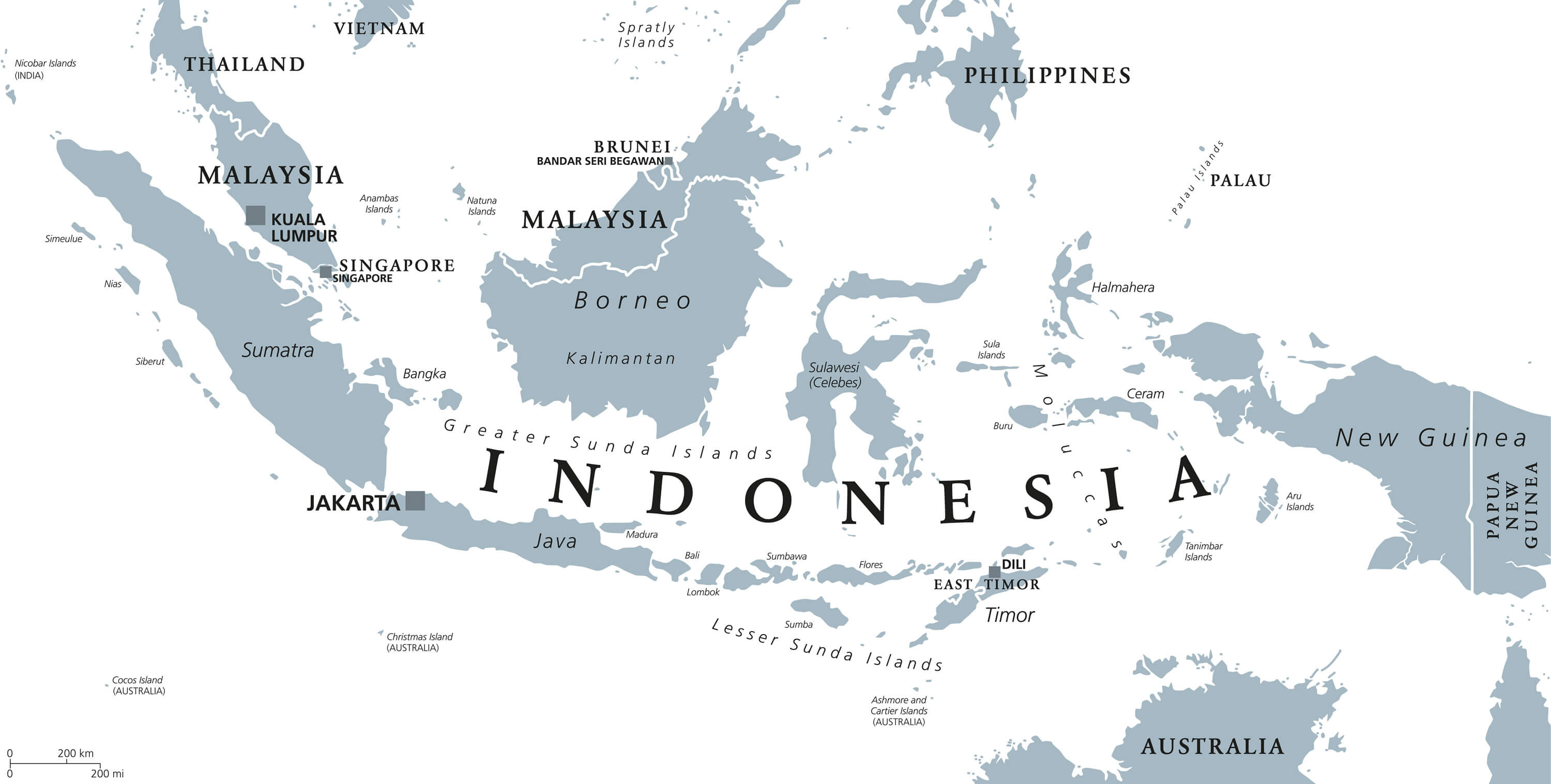 Malaysia Political Map, Indonesia