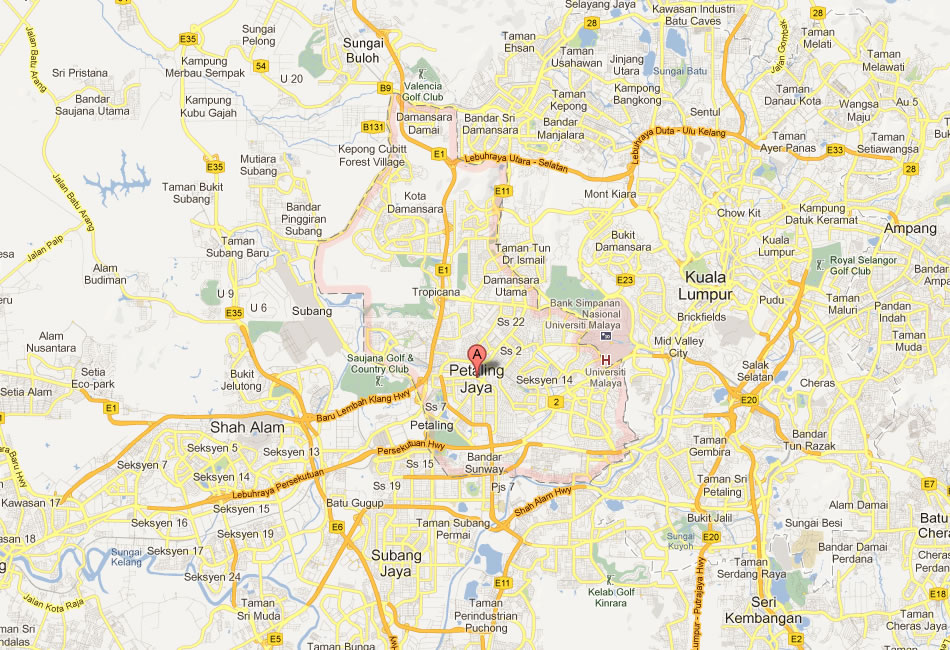 map of Petaling Jaya
