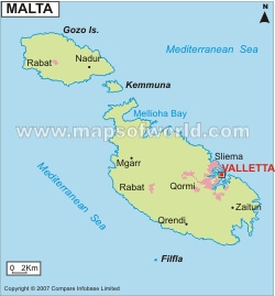 map of malta valetta