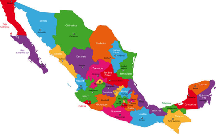 Colorful Mexico Map