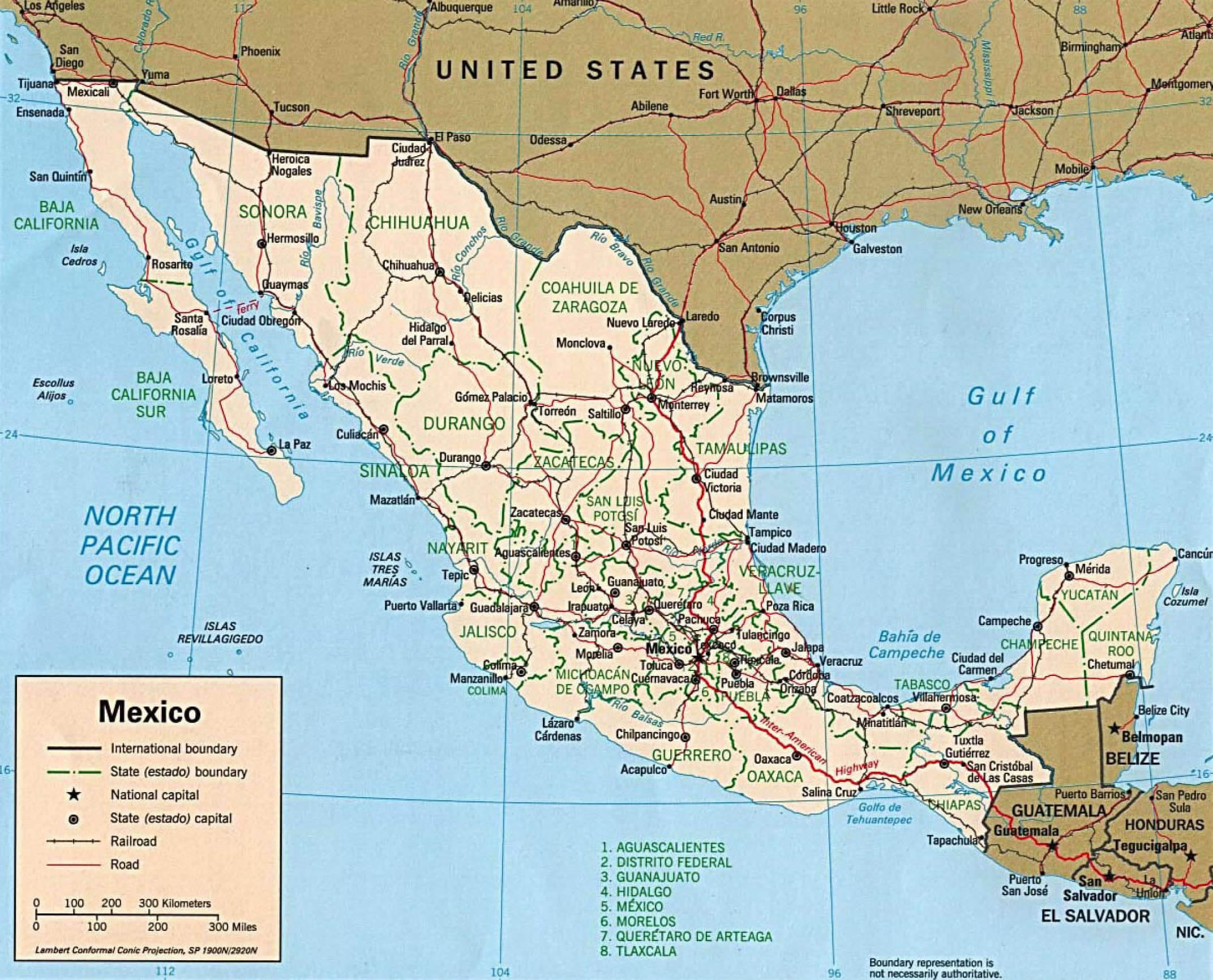 Mexico Political Map 1997