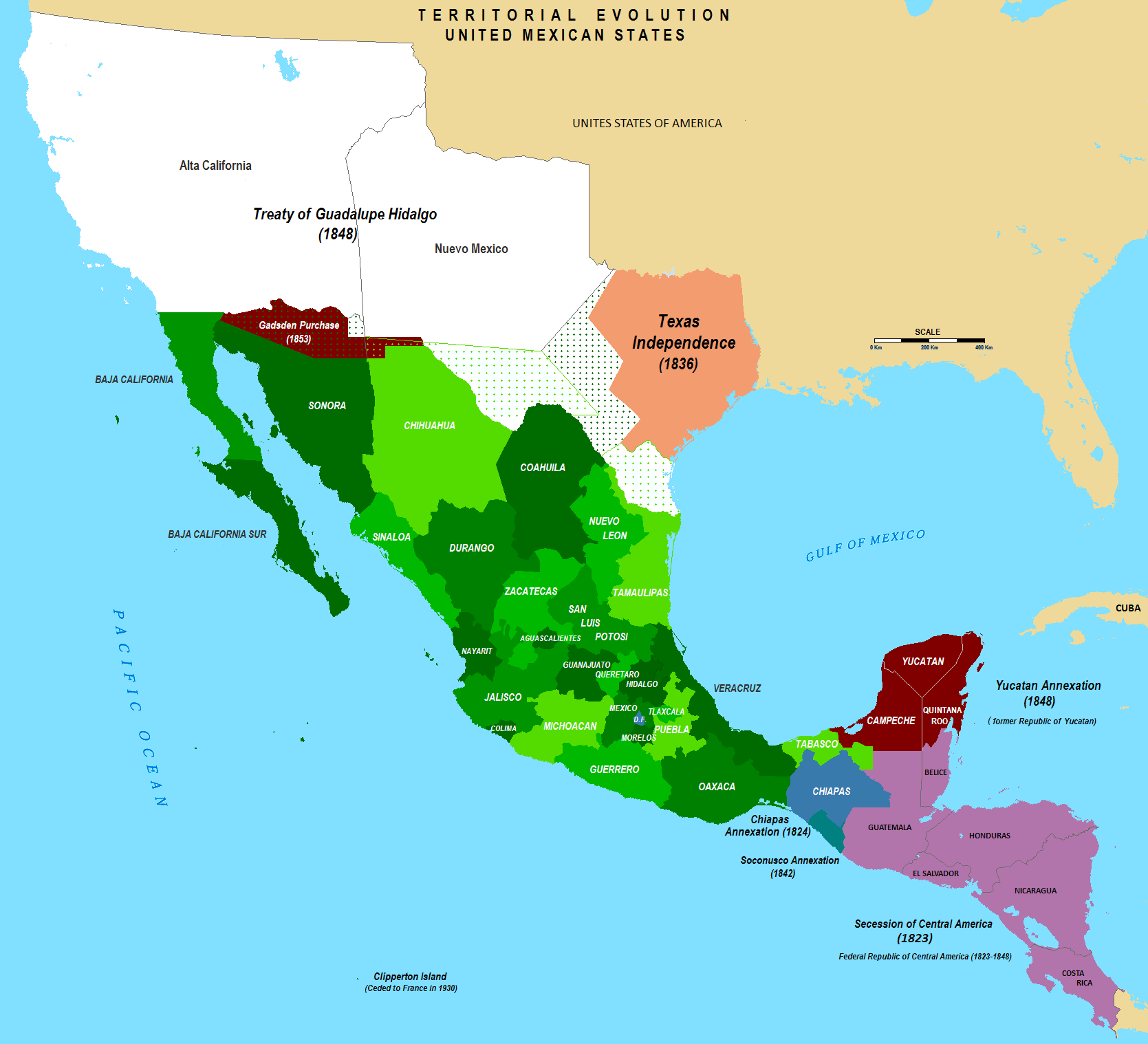 Territorial Evolution Map of Mexico
