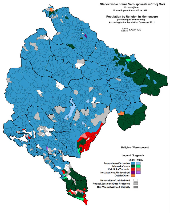 montenegro religion map 2011