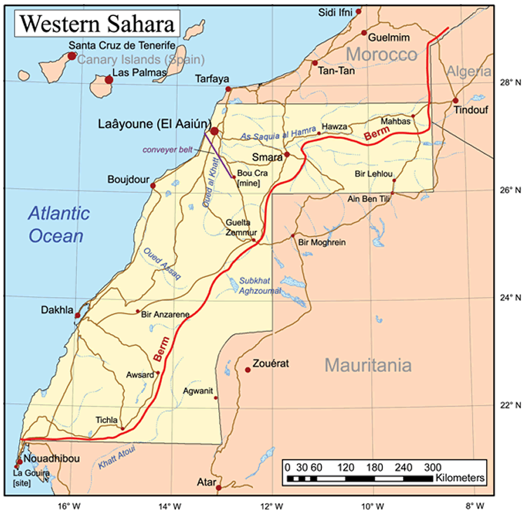 morocco map western sahara