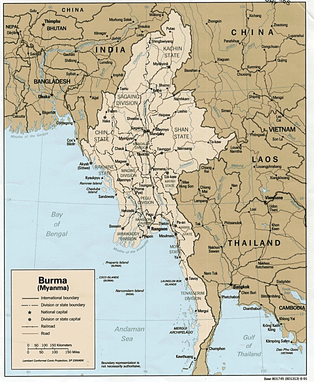 myanmar map china india